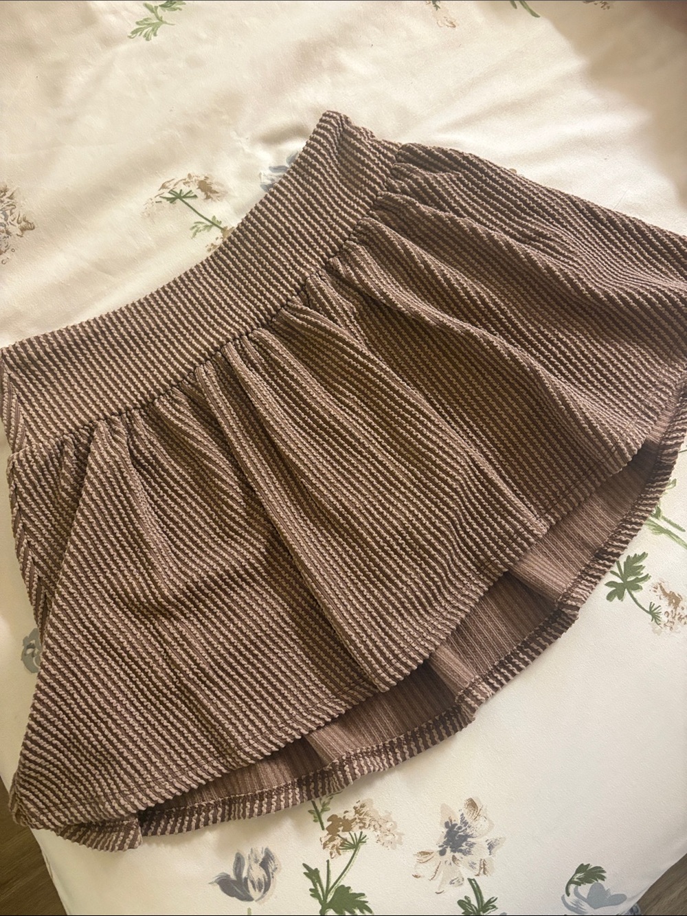 Streetwear Society Brown Ribbed Mini Skirt/Skort